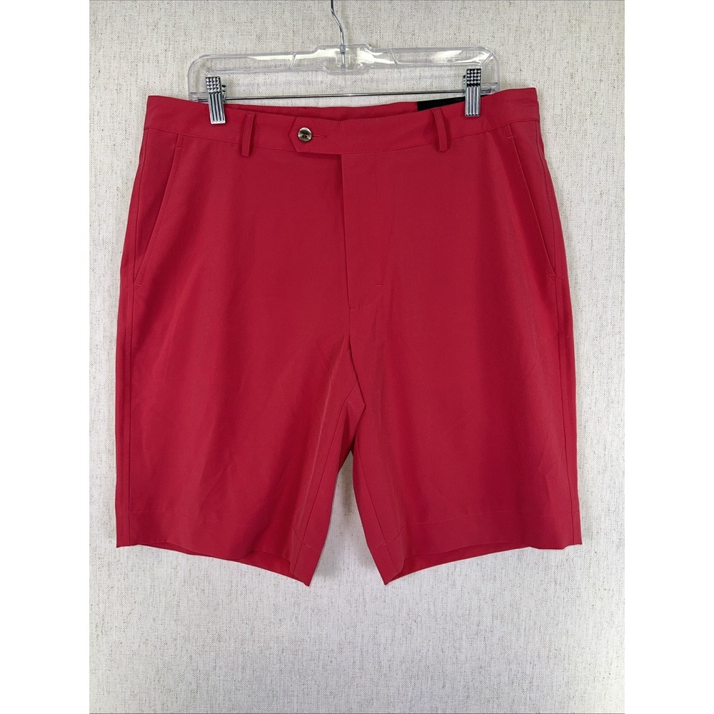 Fairway & Greene Mens Larson Tech Golf Shorts Size 34 Red/Pink Mesh Lined NWT